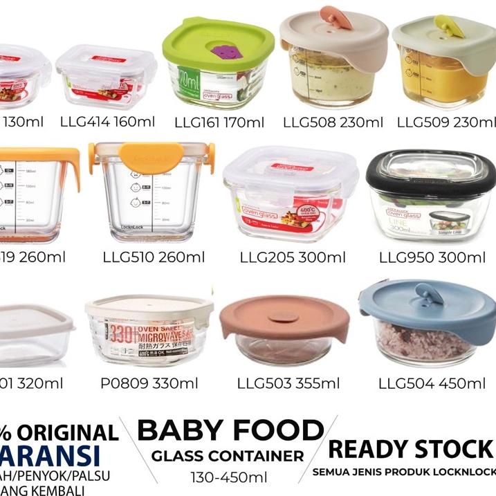 Stok Terbatas Lock n Lock Baby Food Container MPASI Meal Container 170ml 230ml 355ml Oven Glass 1pcs