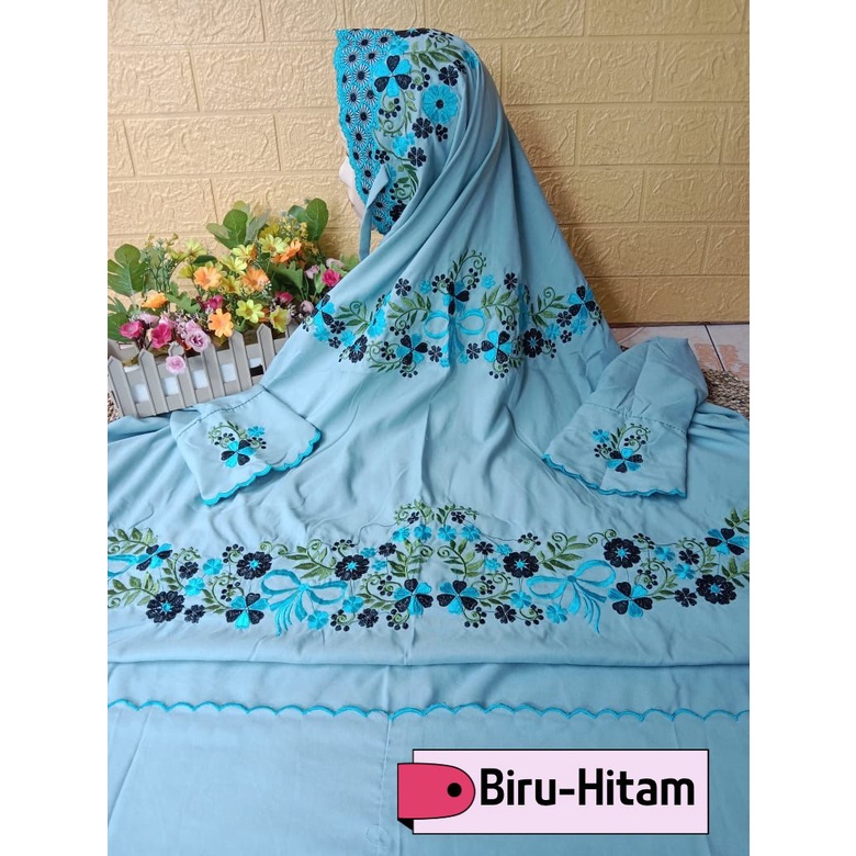 Mukena Dewasa Terusan Katun Mikro Warna Hijau Wardah Bordir Kudusan