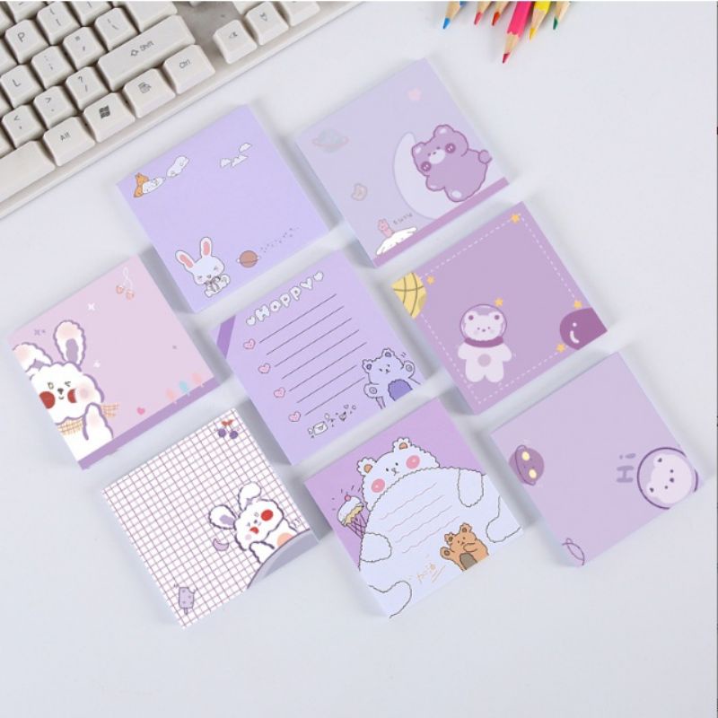

Cinnamoroll /Bear Rabbit (50lmbr) cute purple sticky note / memo notes grid garis kotak daily plan day list