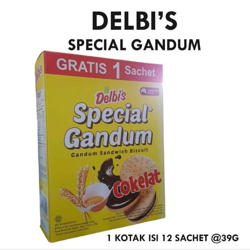 

Delbi's Special Gandum Sandwich Biscuit biskuit 1 box isi 12 ( bonus 1 selama persediaan)