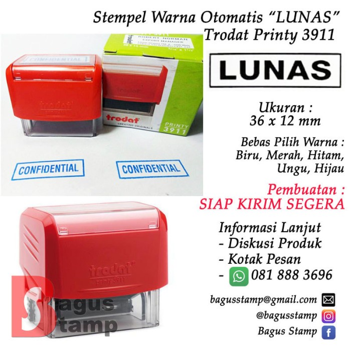 

Mudah Stempel Warna Otomatis Lunas - Trodat Printy 3911 Terlaris