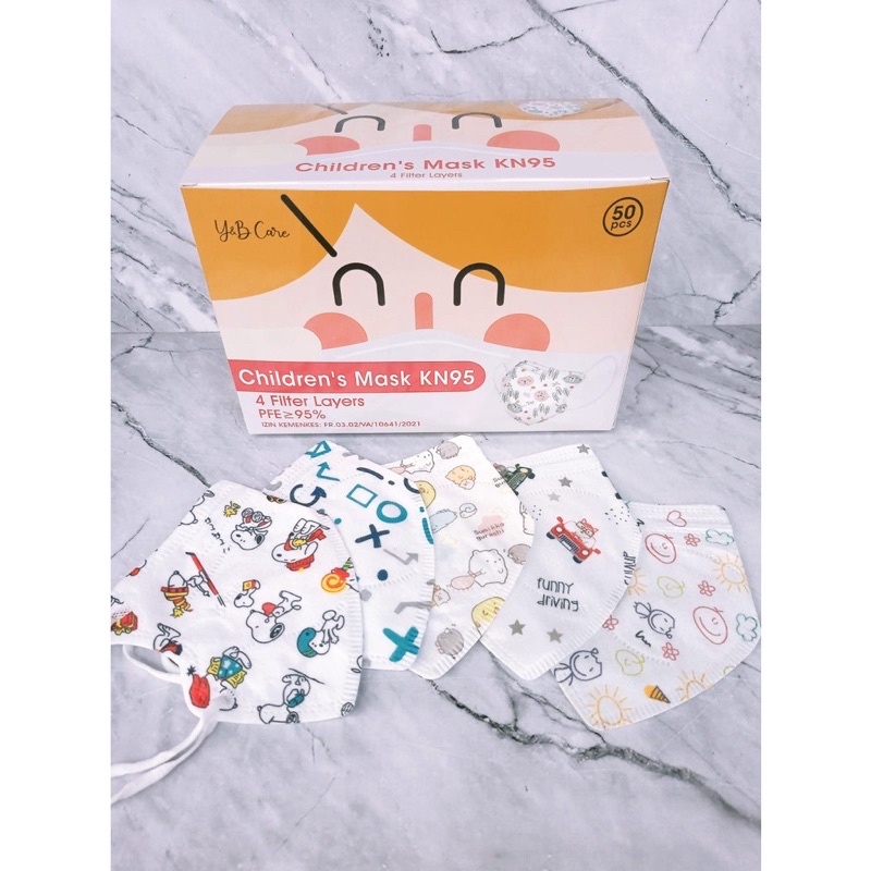 Masker Anak KN95 Kids Premium / KN95 5ply Anak Motif Karakter (isi 50pcs)