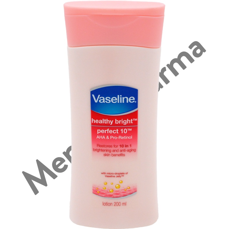 Vaseline Healthy Bright Hand Body Lotion Perfect 10 200 ML - Mencerahkan dan Mencegah Penuaan Dini