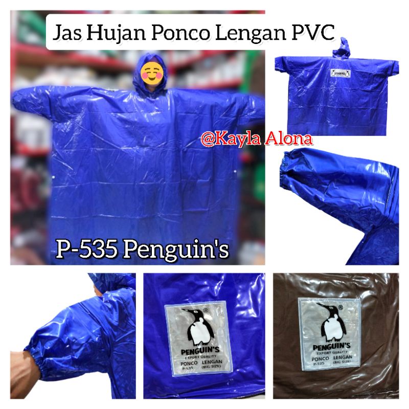 ( P-535 Penguin's ) JAS HUJAN PONCO LENGAN PVC TEBAL