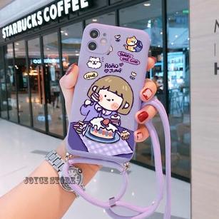 COD [UV06] Softcase Macaron Karakter + Tali For Oppo A15 A16 A5S - Kesing A11K A3S A52 A54 - Case Hp