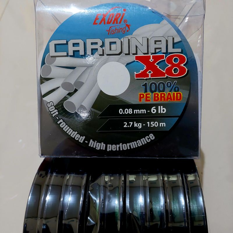 Senar PE Cardinal X8 150m EXORI 100% PE Braid SOFT ROUNDED HIGH PERFORMANCE