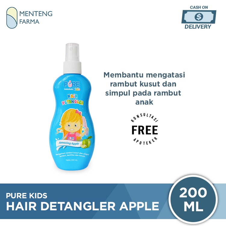 Pure Kids Hair Detangler Amazing Apple 200 mL - Pelembut Rambut Kusut
