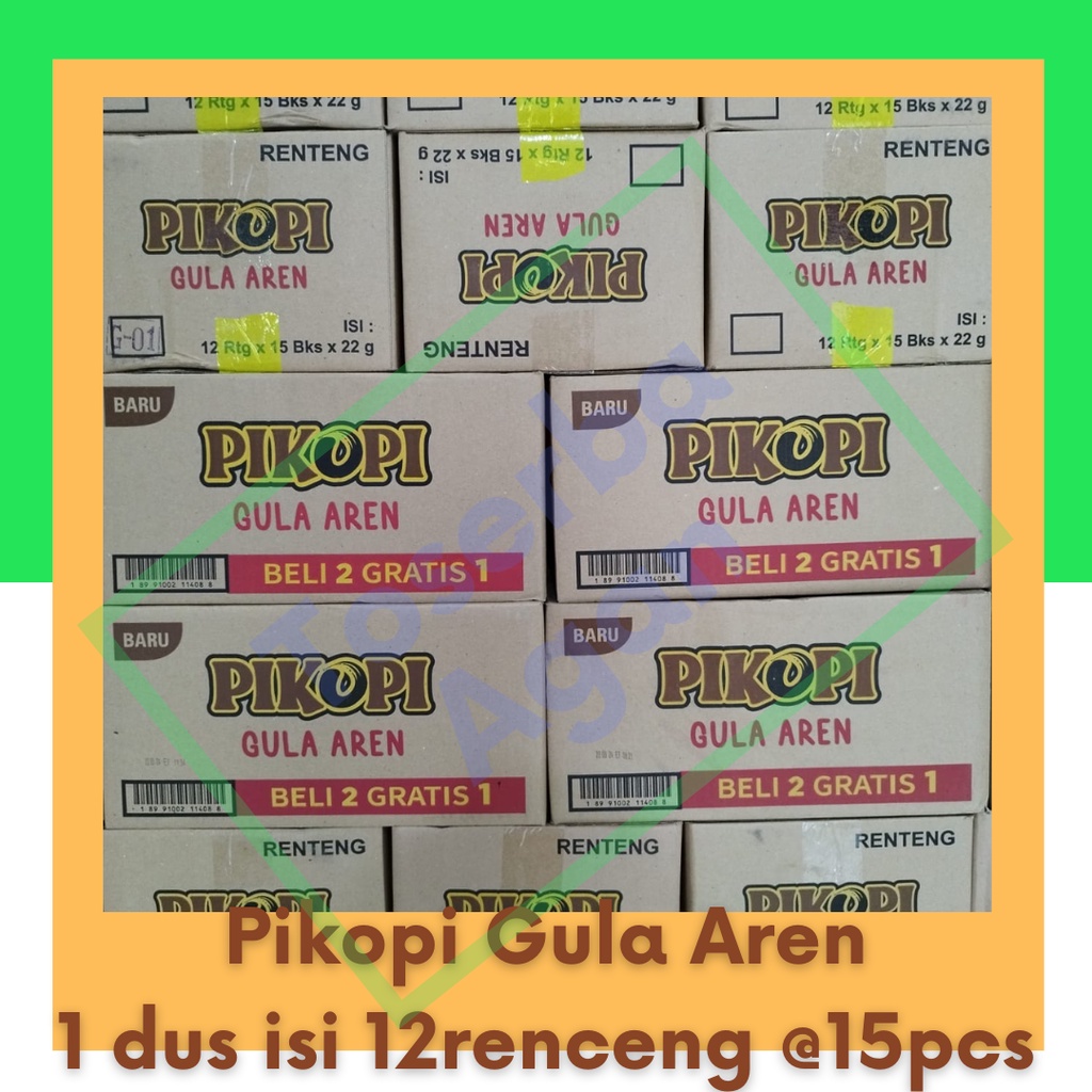 Pikopi Kopi Aren Kapal Api Gula 1 dus (12 renceng @15 sachet = 180pcs)