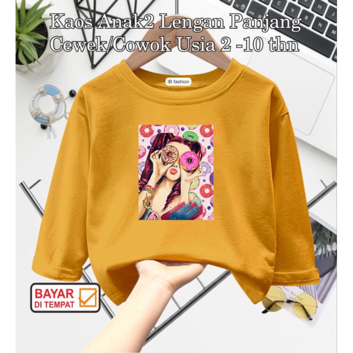 ((IB))KAOS ANAK PEREMPUAN PANJANG/CEWEK DONAT DIGITAL SABLON