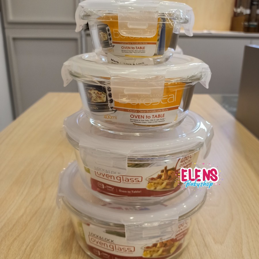 Tempat penyimpanan makanan Lock n Lock ovenglass container glass round- wadah makanan - Satuan