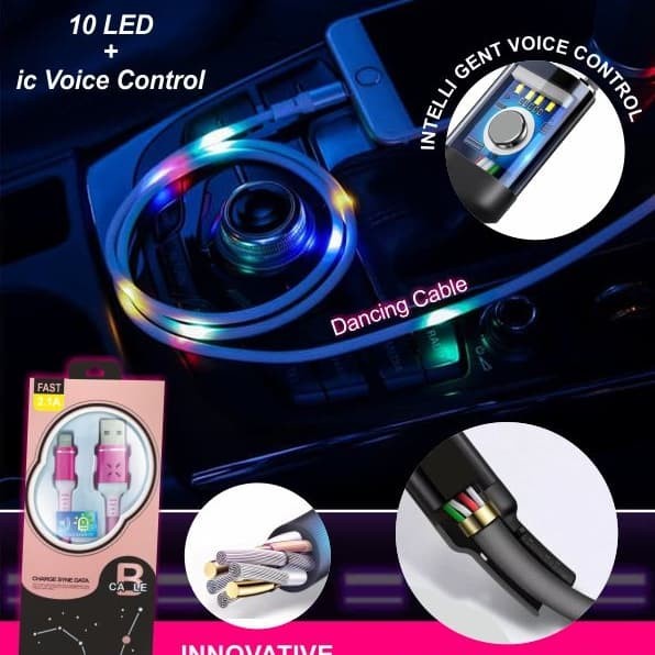 Kabel Usb Voice Control Led - Real Fast Charging - LIGHTNING