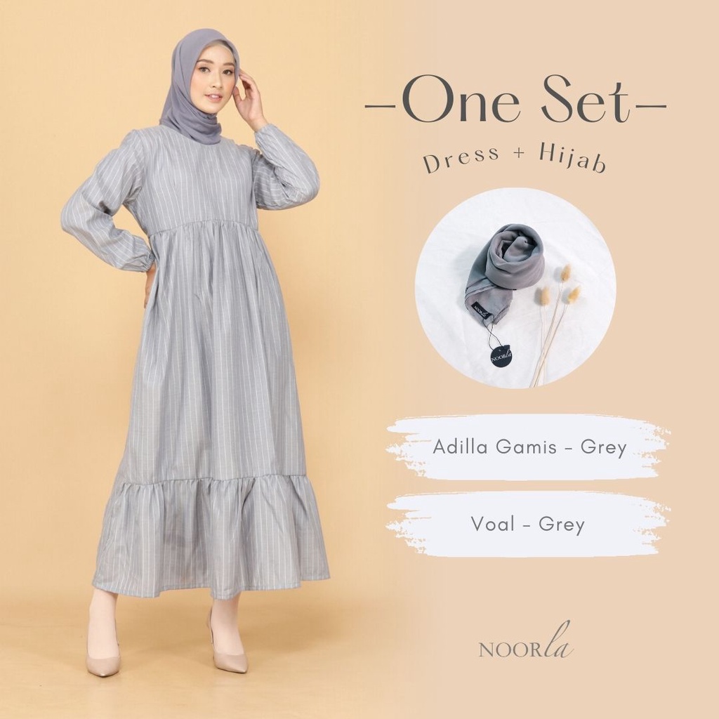 NOORLA - ADILLA GAMIS  SATU SET HIJAB/ MAXI DRESS ONE SET