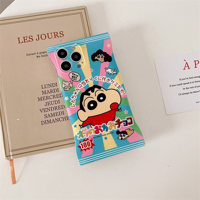 Fashionable Protective Soft Case Compatible for iPhone 14 13 12 11 Pro Max X XR Xs Max iPhone 6 6s 7 8 Plus Candy Phone Case New Style Ins Cartoon Crayon Shin-Chan Exploding Candy Soft Cover Shockproof Phone Case Anti-fall Soft TPU Back Cover