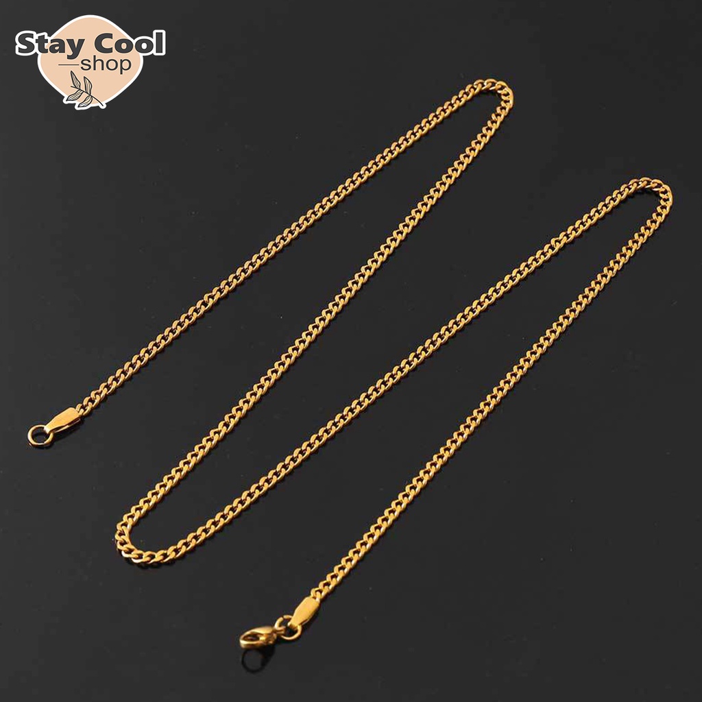 Kalung Titanium Rantai Gepeng Pria dan Wanita Model Gepeng Terbaru High Quality Import