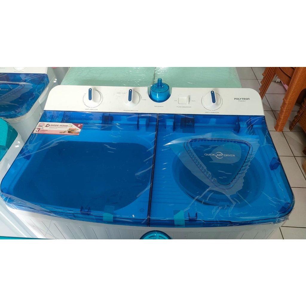 NEW MESIN CUCI 2 TABUNG POLYTRON 8KG PWM8081 PWM 8081