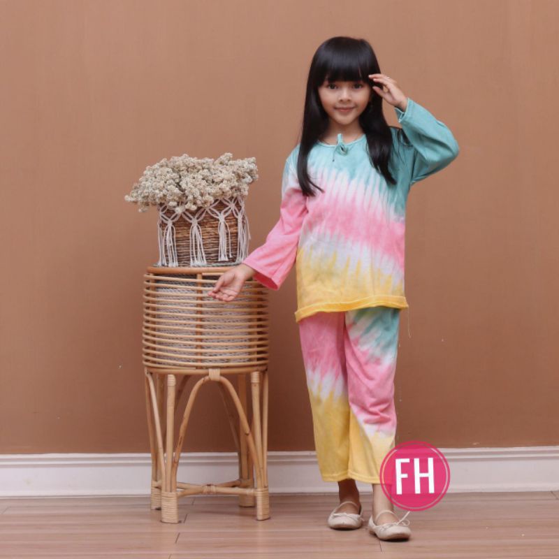 Setelan Baju Pelangi Anak Perempuan Usia 1-10 Tahun S M L XL XXL  Celana Panjang Lengan Panjang Stelan Kaos Anak Cewek