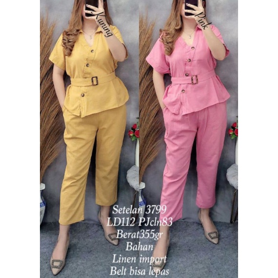 3119# SETELAN KERAH BELT 7PER9 KATUN LINEN IMPORT