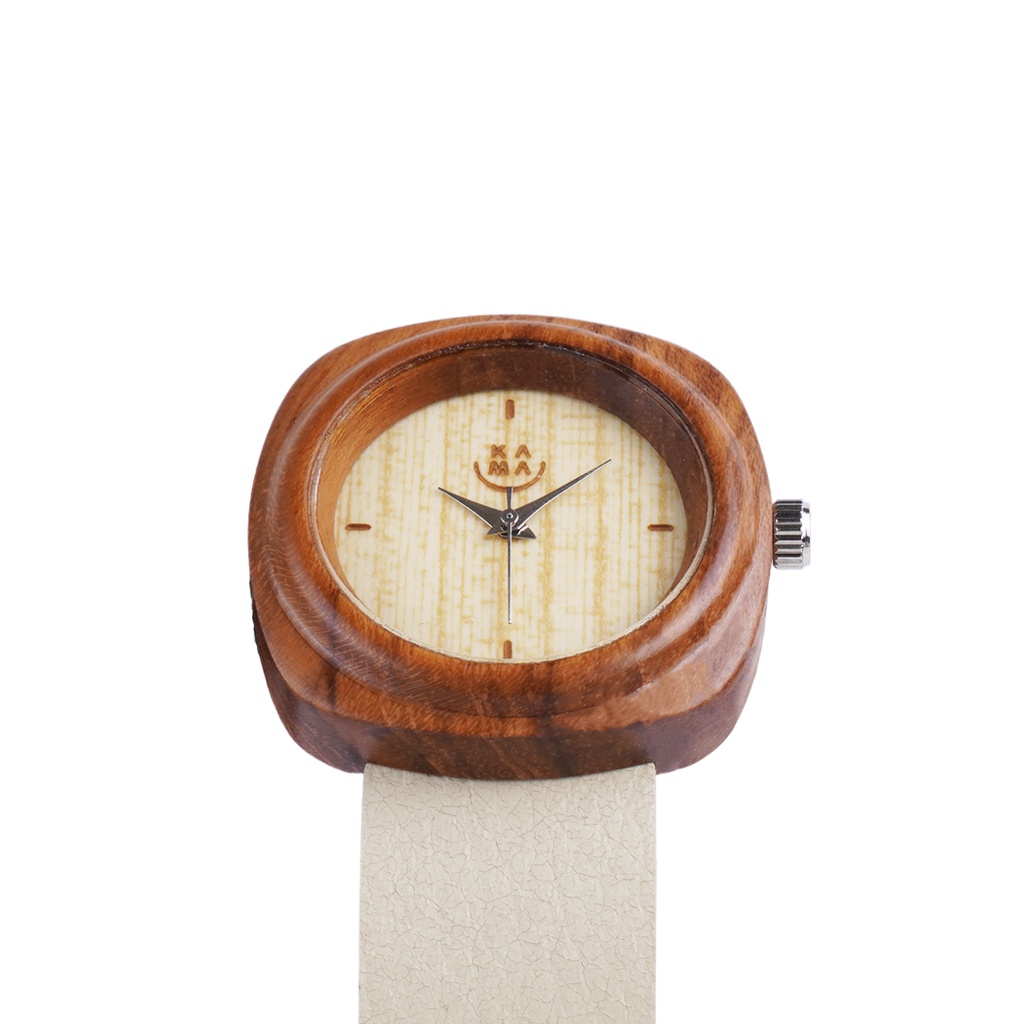 Kama Watch 2.0 Jam Tangan Kayu Jati Dial Putih