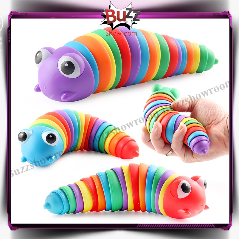 Slug Fidget Mainan SIPUT toys rainbow penghilang stress sensory play