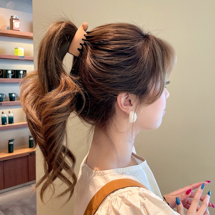 Jepit Rambut Ponytail Bahan Akrilik Warna Solid Ukuran 7cm Gaya Korea Untuk Wanita