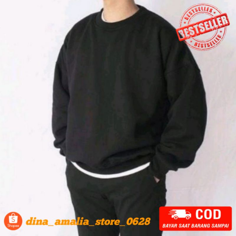 Crewneck Hitam Polos Unisex