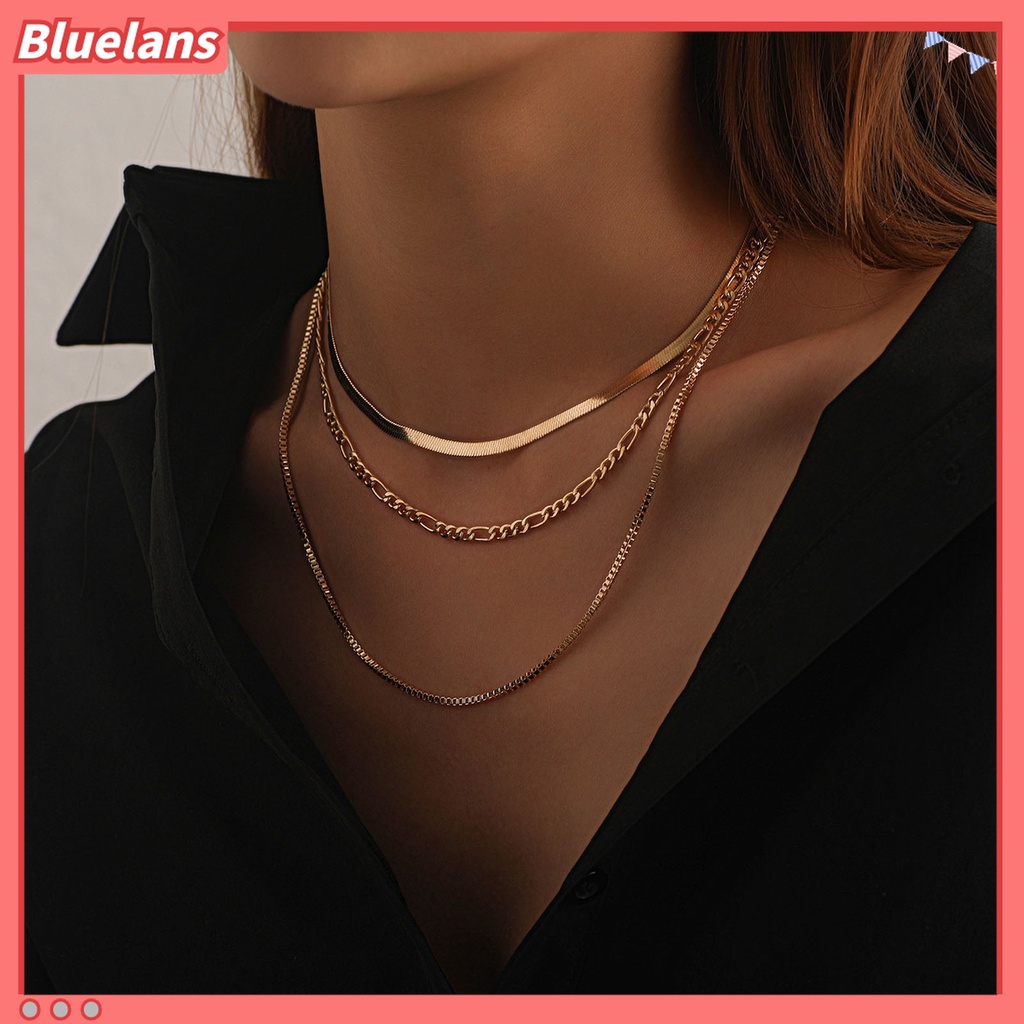 Bluelans Kalung Choker Multilayer Gaya Punk Hip-Hop Untuk Wanita