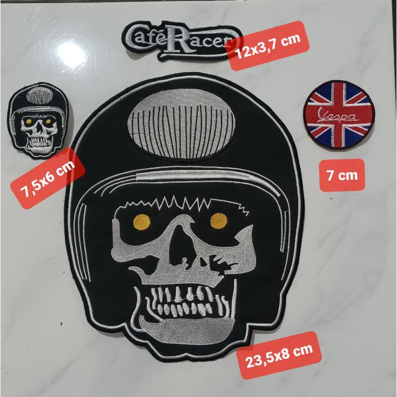 set backpatch bordir biker caferacer aksesoris tempelan baju