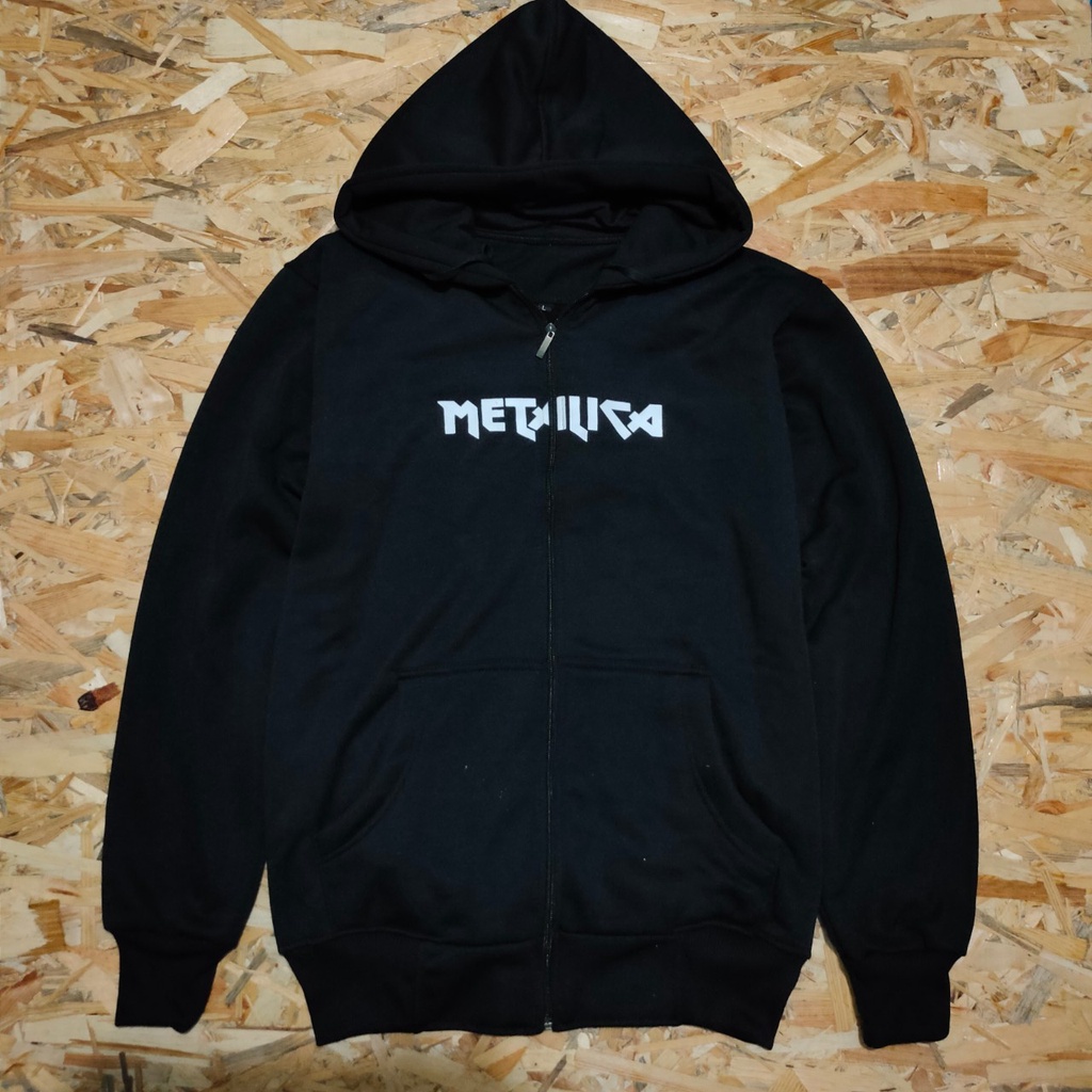 Metalica Jaket Zipper hoodie Tedy Hitam Black Premium Pria Terbaru