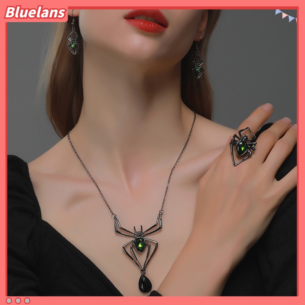 Bluelans Kalung Dan Anting Bentuk Laba-Laba Bahan Alloy Untuk Wanita