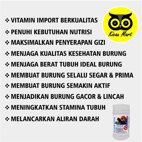 VITAMIN OBAT BURUNG UNGGAS PROBIOTIC VETAFARM PENAMABAH DAYA TAHAN MELANCARKAN PENCERNAAN PROVGKM