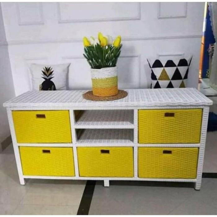 Meja Buffet Tv Lemari Serbaguna Rotan Sintetis