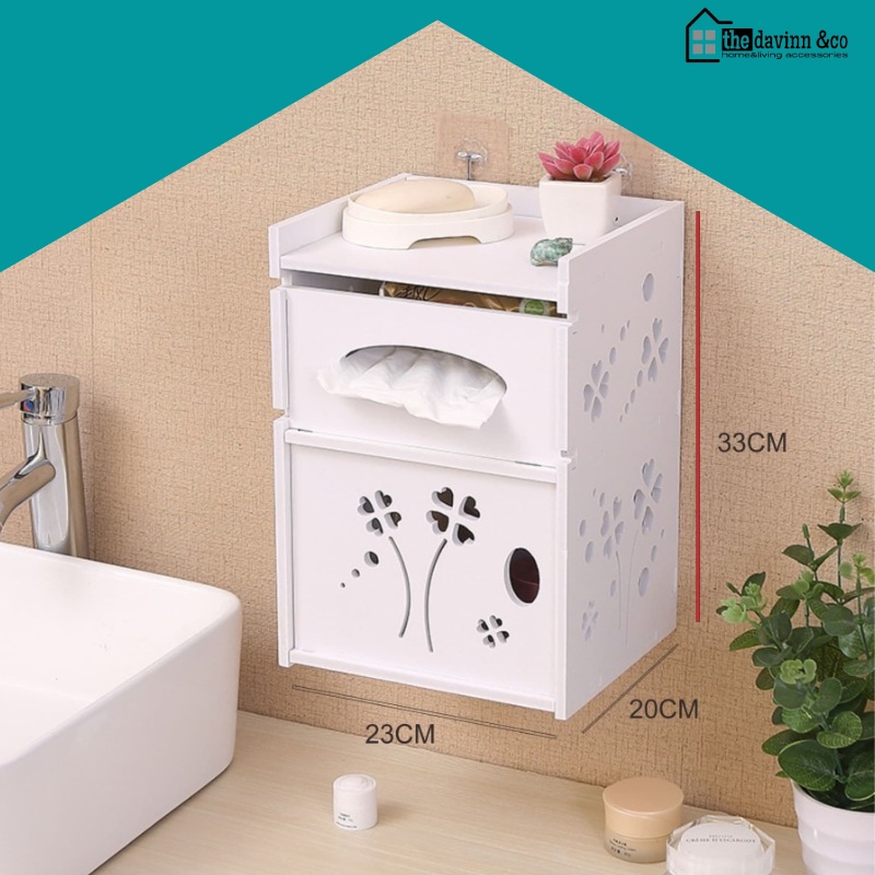 tempat tissue aesthetic murah rak tisu Toilet Tempel Gantung serbaguna minimalis box Tempat Penyimpanan tissue  sabun sampo shampo makeup kecantikan kosmetik Vintage DIY Shabby Chic Portable Kayu Murah serbagunagantung tempel tembok Tembok