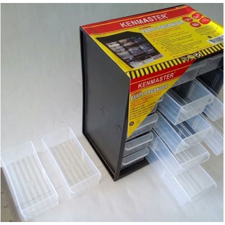 Kenmaster Organizer Rak Susun Drawer 15 Slot Kotak Spare Part Komponen