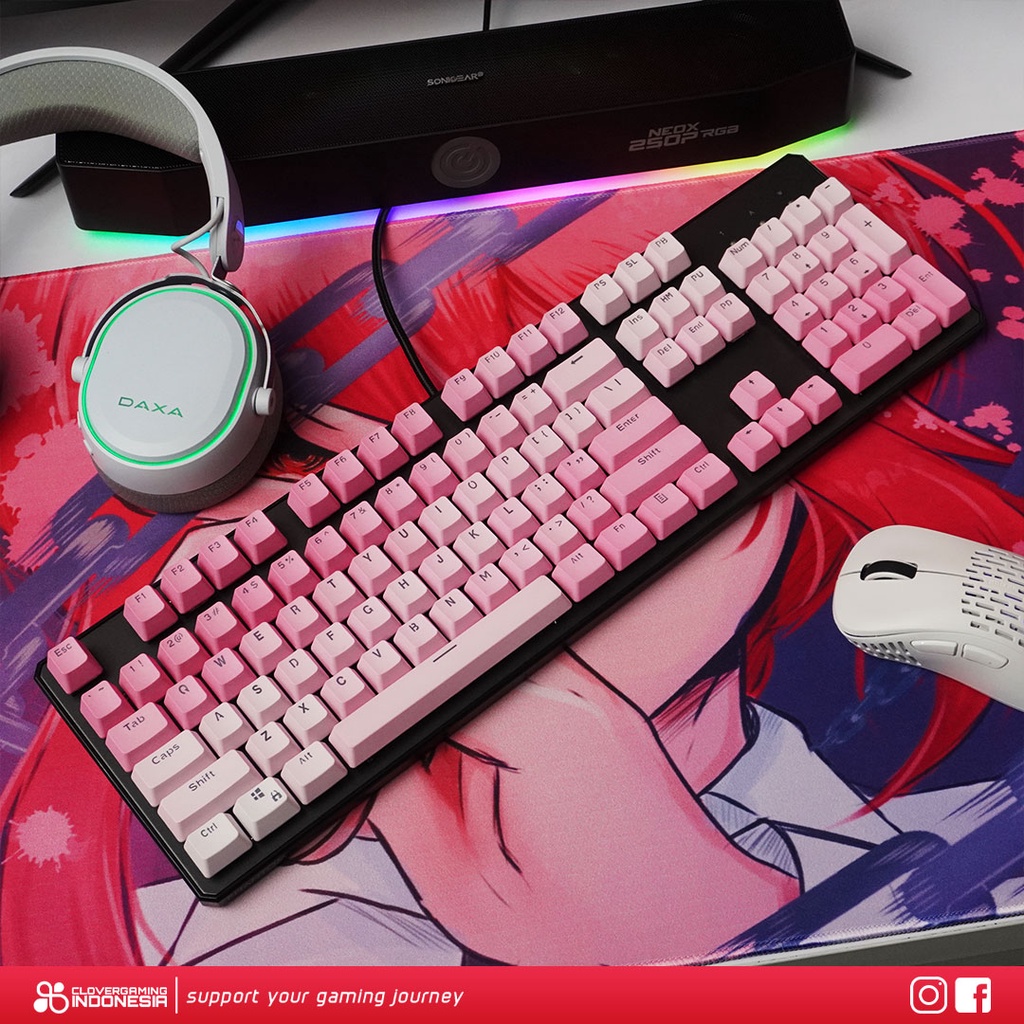 Keycaps CLV Pink Lady - PBT Double Shot 104 Keycap Set Custom