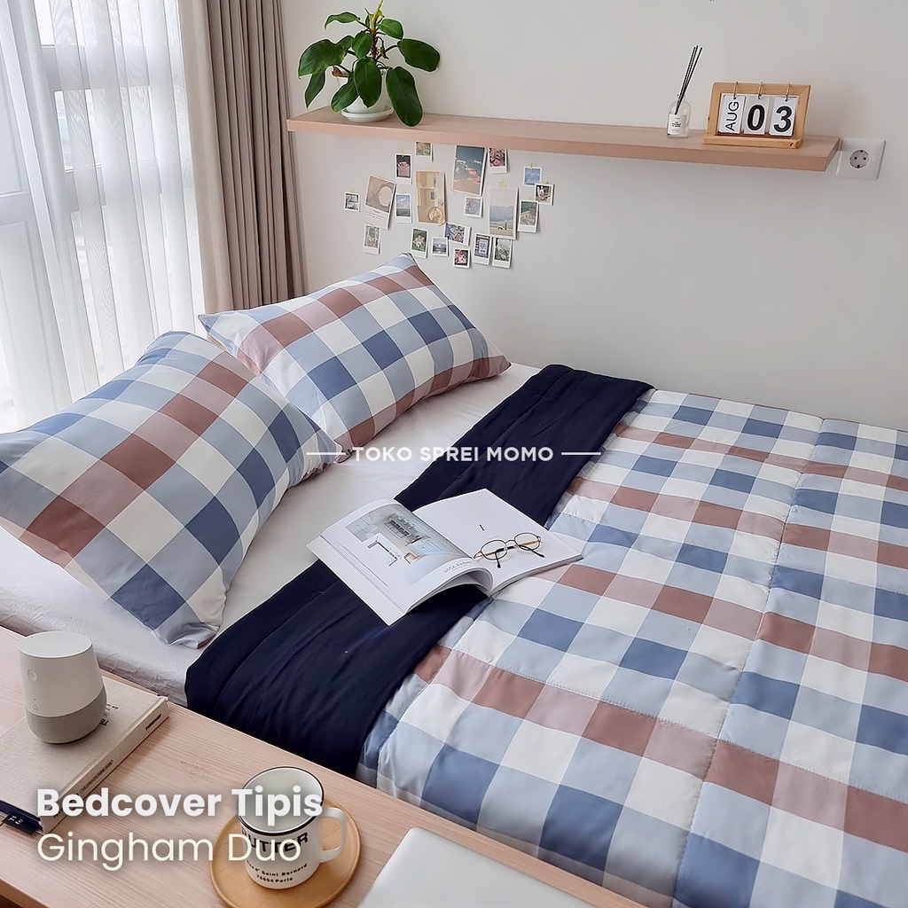 Bedcover Double Lite Edition - MOMO Gingham - Selimut Saja