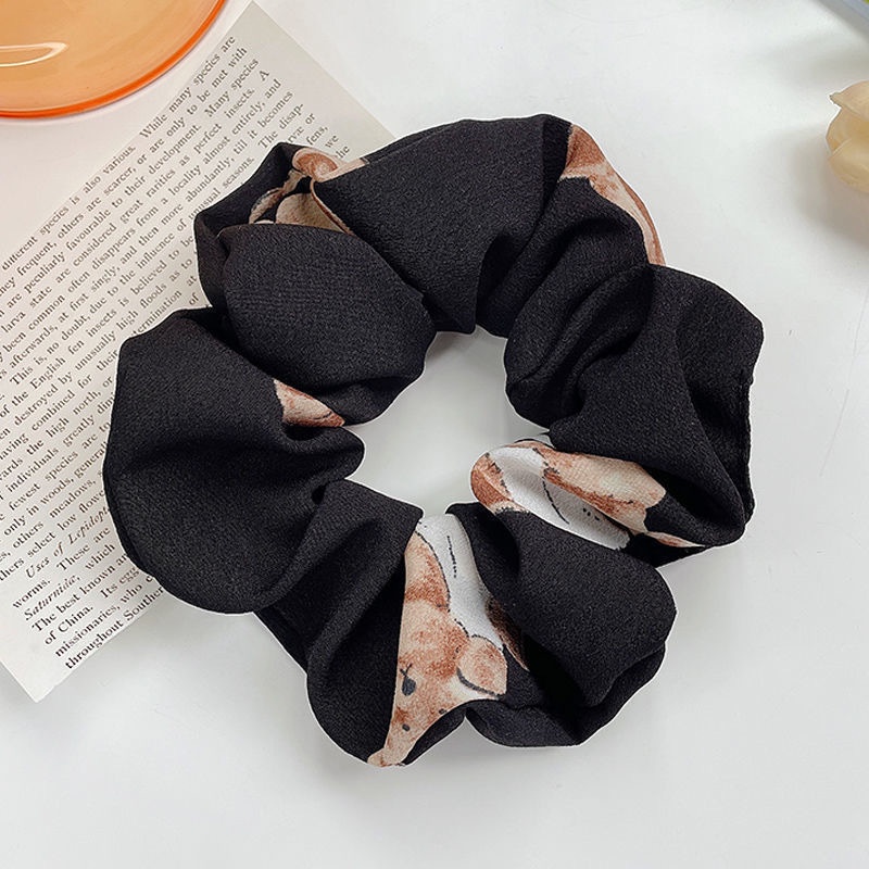 Ikat Rambut Scrunchie Korea Perempuan Motif Beruang Aksesoris Kunciran Fashion Kekinian AK249