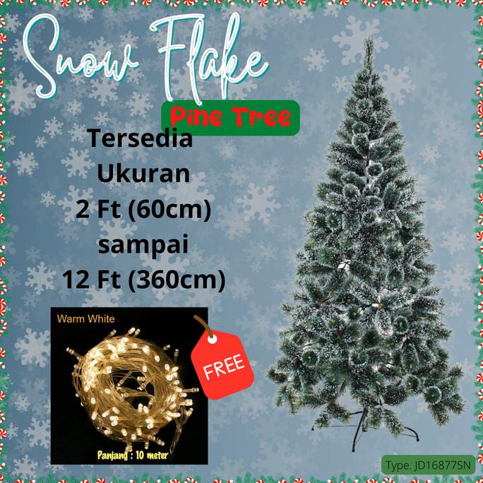 Pohon Natal Snow Flake Pine Tree 180 Cm / 6Ft + Free Lampu Led 10M Delisaputri04A