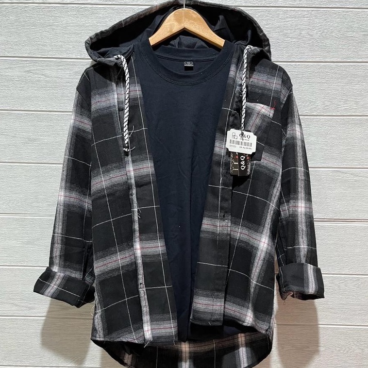 Kemeja Flanel Hoodie Distro Terbaru Kualitas Impor.Kemeja Hoodie Premium. Kemeja Flanel Berkerudung.