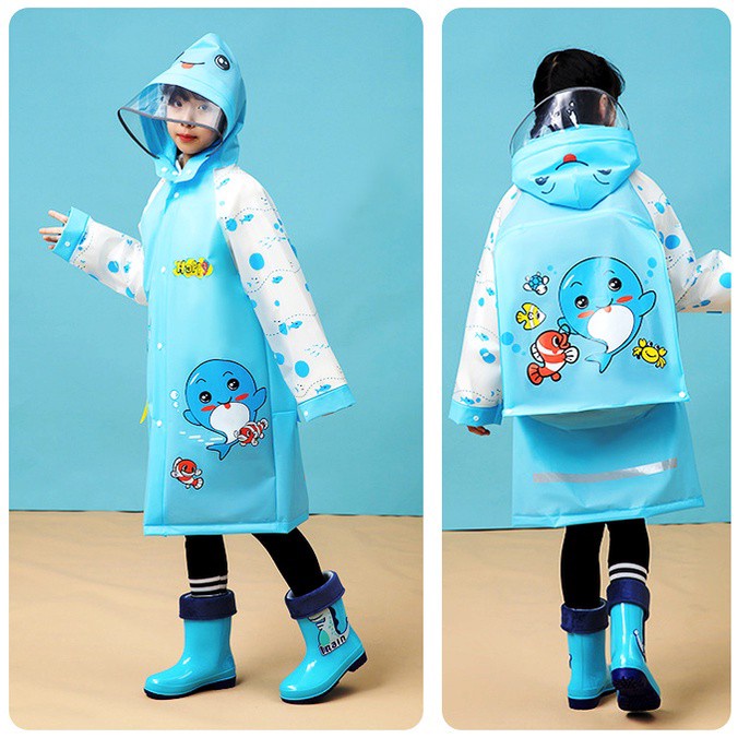 Mantel hujan Karakter Anak Perempuan Laki Laki Ponco Terusan - Blue Dolphin, M E4S4 VIRAL baju hujan