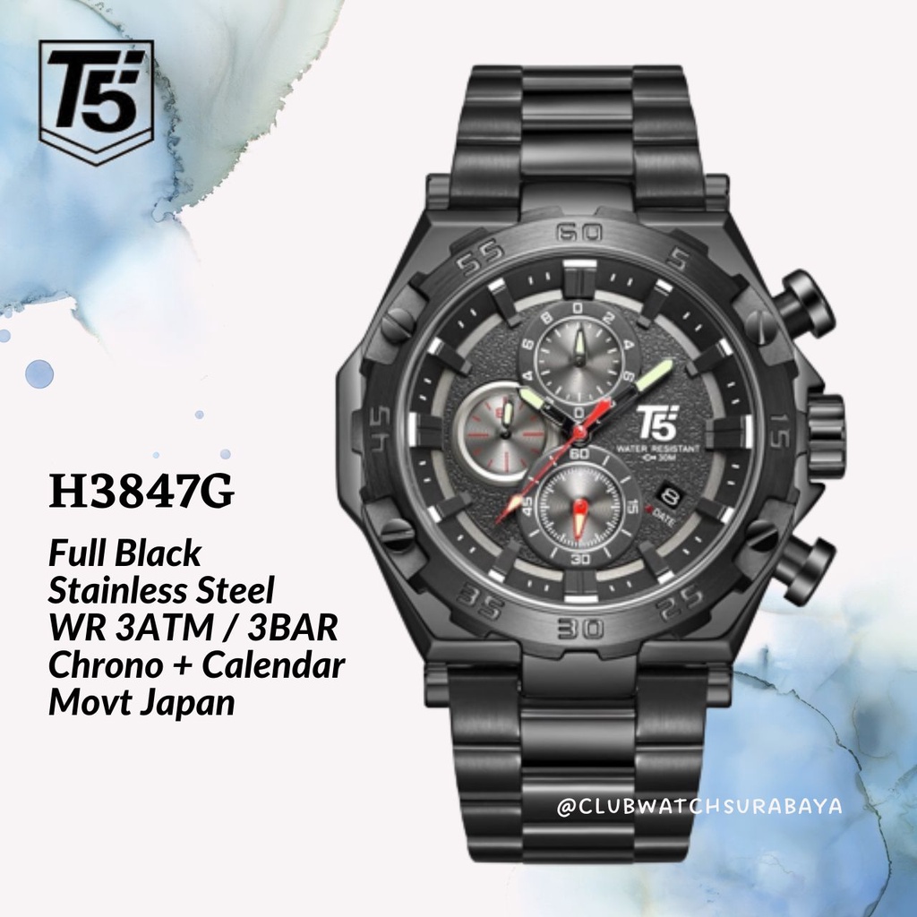 Jam Tangan Pria T5 H3847 Original Chronograph Free Box Unik / T5 H3847 Chronograph Water Resistant