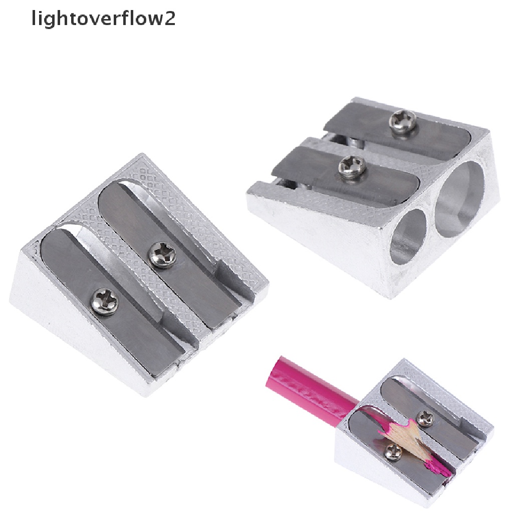 (lightoverflow2) 2pcs Rautan Pensil Lubang Ganda Bahan Aluminum Alloy