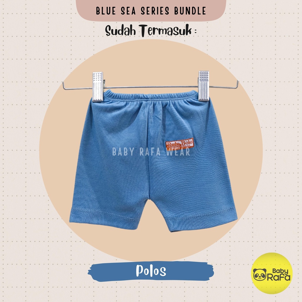 Serian Biru - 3 pcs Celana Pendek Bayi Baru Lahir 0 - 3 Bulan Blue Sea Series merk SNI Bolo - Bolo