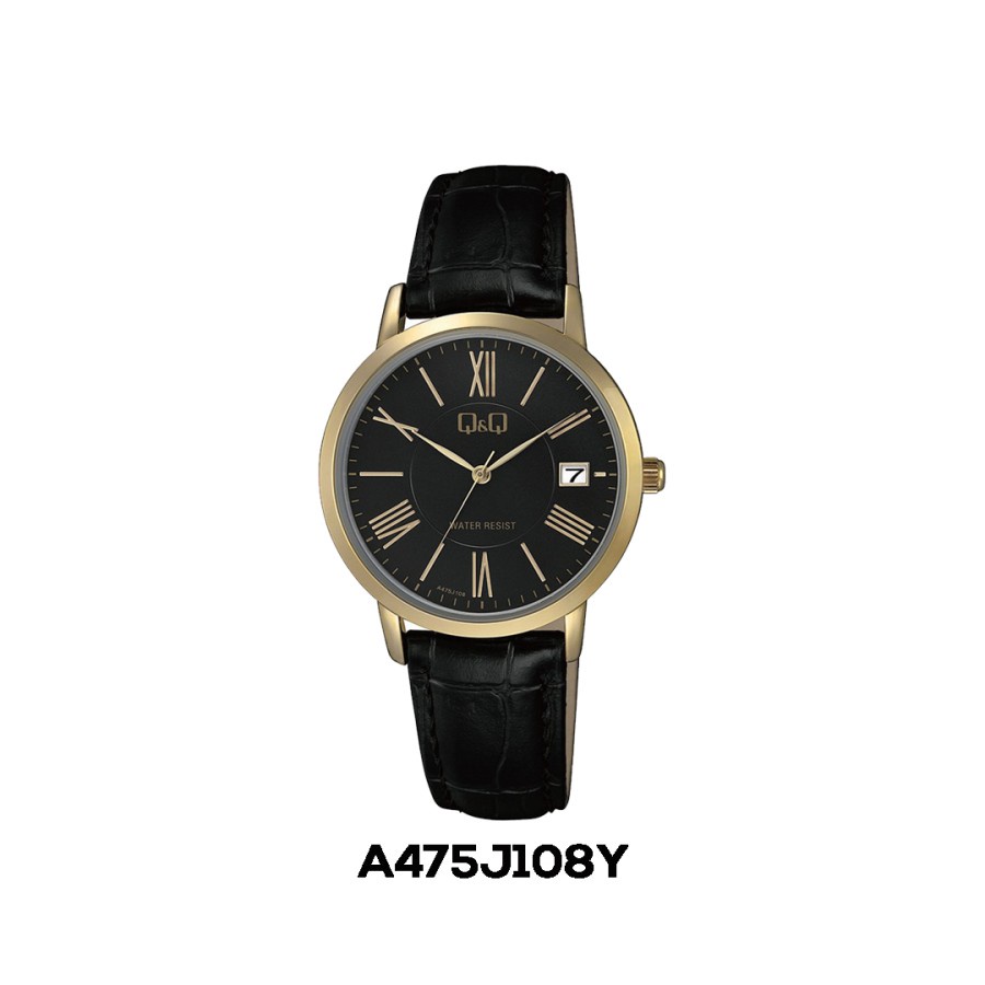 Jam Tangan Wanita Classic Casual Kulit Leather Tanggal Analog Original Q&amp;Q QnQ QQ A475 A475J Series