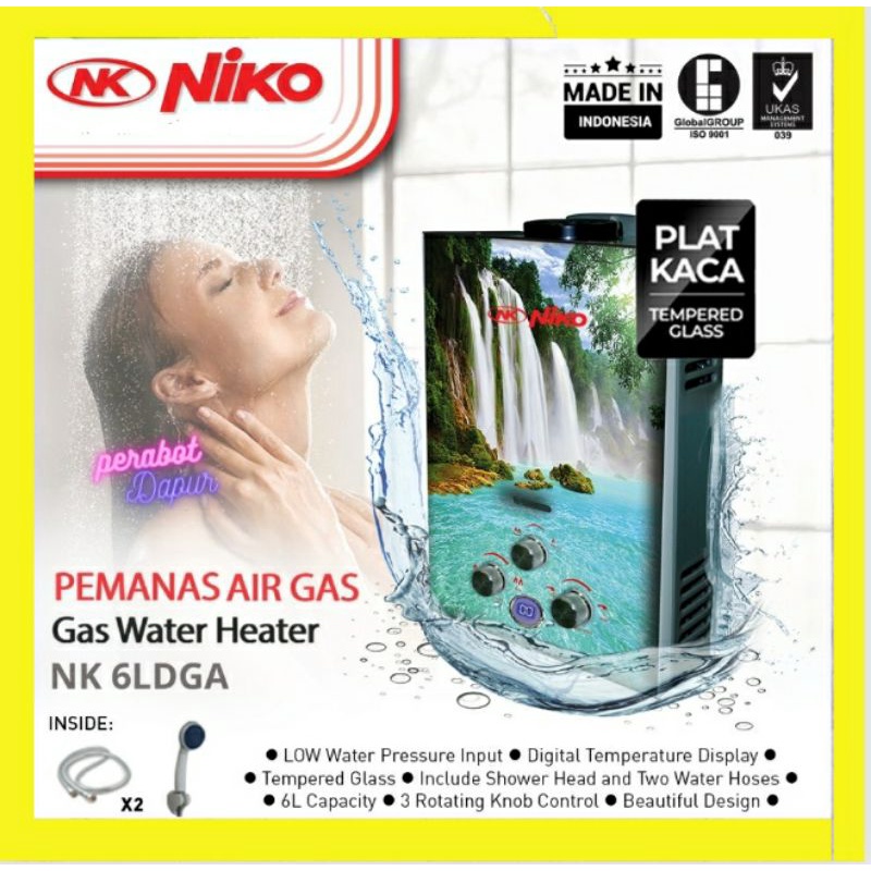 Niko Water Heater Gas Niko Digital LED NK6LDG Niko Pemanas Air Mandi