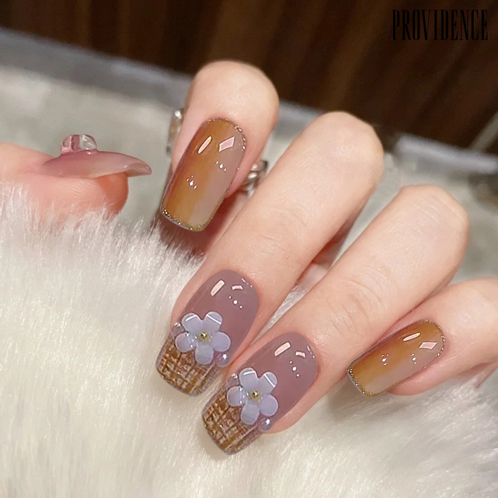 24pcs Kuku Palsu Warna caramel Nigga Untuk manicure