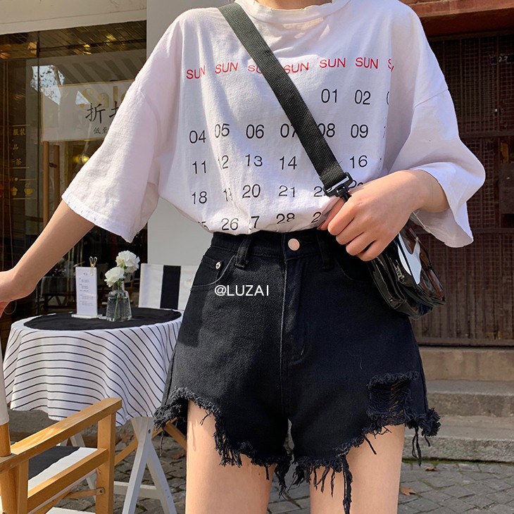 Jeans Korean Style Wanita Streetwear Pants Hot pants Celana pendek wanita dewasa Jeans Celana short wanita celana jeans cewek kekinian sobek Celana jeans sobek wanita ripped jeans wanita cewek celana ootd wanita jumbo 3XL short pants wanita