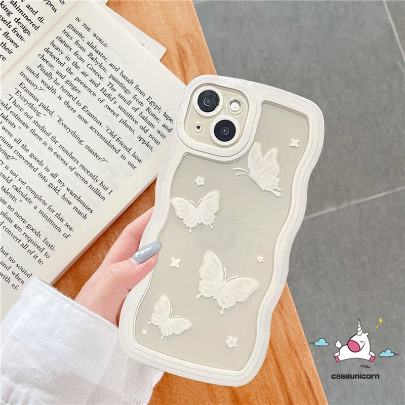 Soft Case TPU Motif Kupu-Kupu Untuk iPhone 11 14 12 13 Pro MAX XR 6 6s 7 8 14 Plus X XS MAX SE 2020