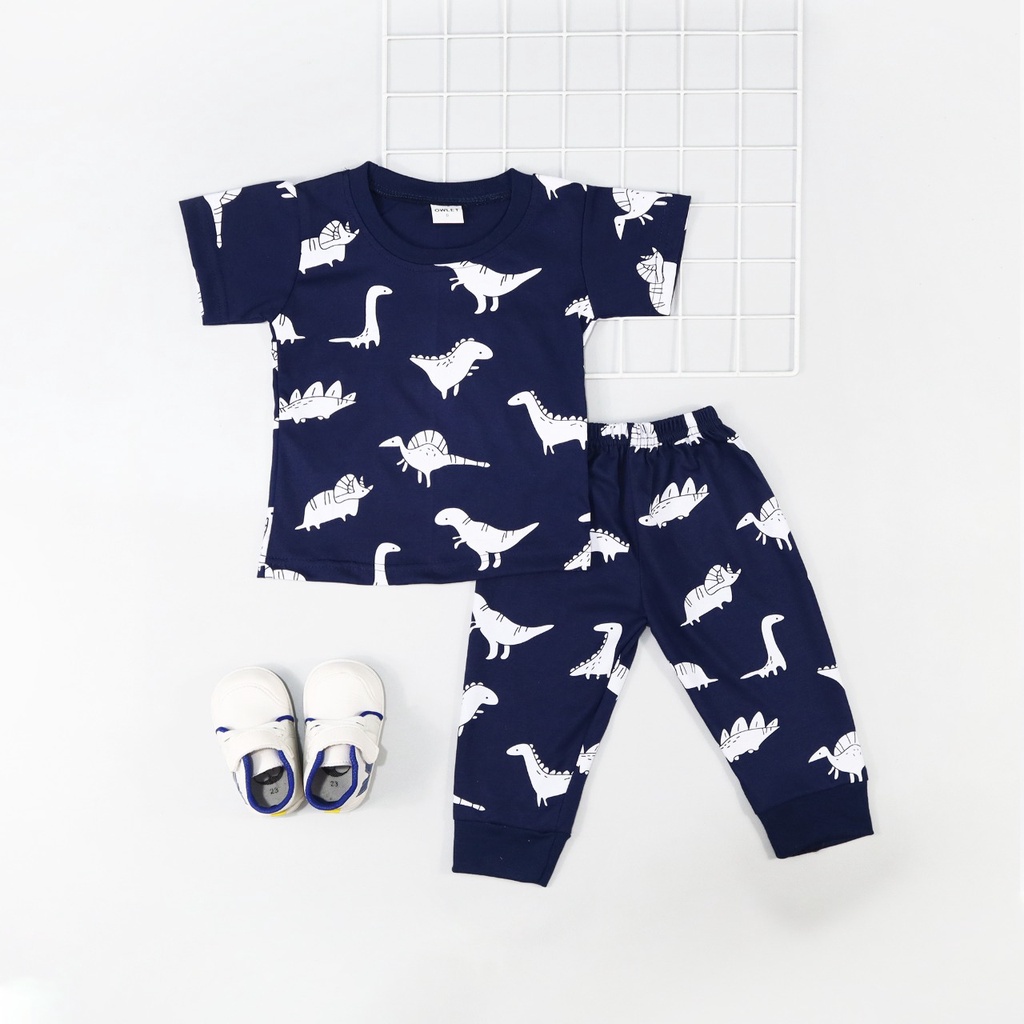 Owlet - setelan anak laki laki banyak gambar / kaos anak laki laki / piyama anak laki