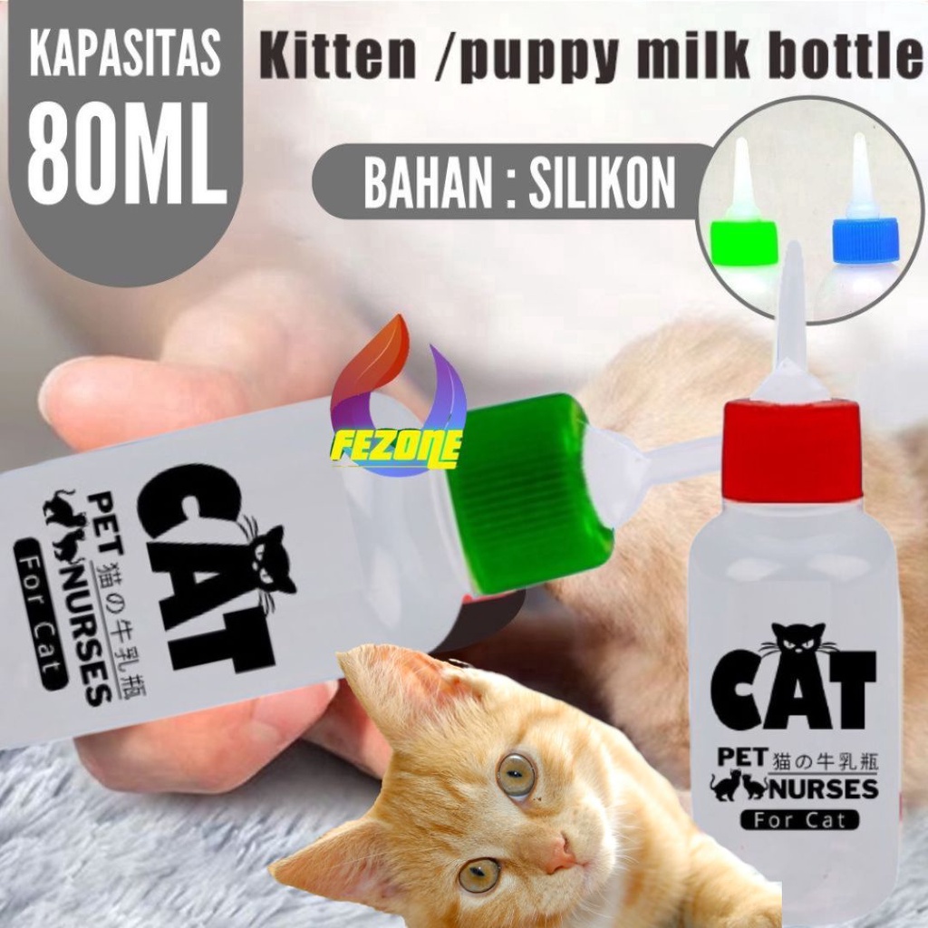 Dot Botol Susu Kucing Anjing Baru Lahir 80ML Dot Kitten Puting Kecil Khusus Untuk Anakan Baru Lahir Lebih Besar dan Tebal Tidak Mudah Robek FEZONE