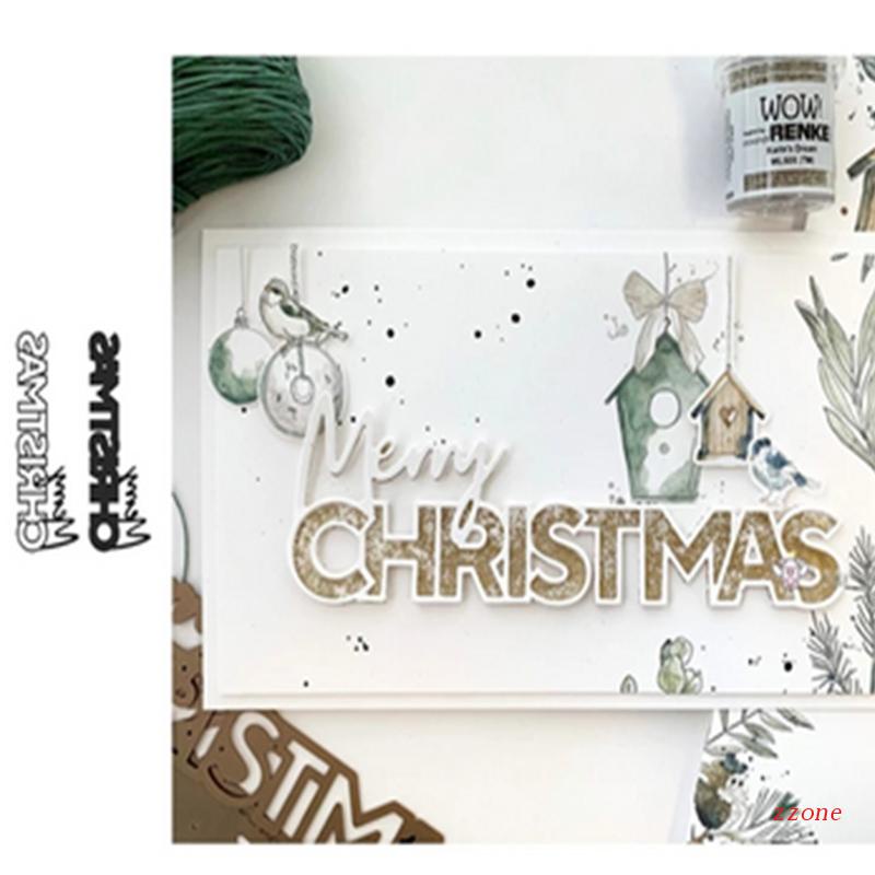 Cetakan Stensil Cutting Dies Motif Merry Christmas Bahan Metal Untuk Scrapbook / Craft DIY